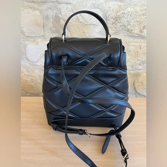 Michael Kors Serena quilted leather backpack handbag&wallet Black NWT